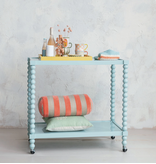 Creative Co-OP Blue Lacquered 2-Tier Bar Cart