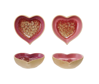 Stoneware Heart Shaped Dish, 2 Colors