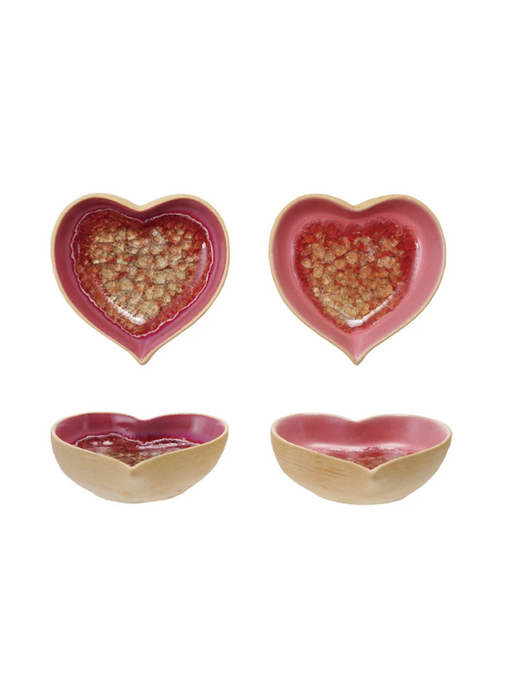 Stoneware Heart Shaped Dish, 2 Colors