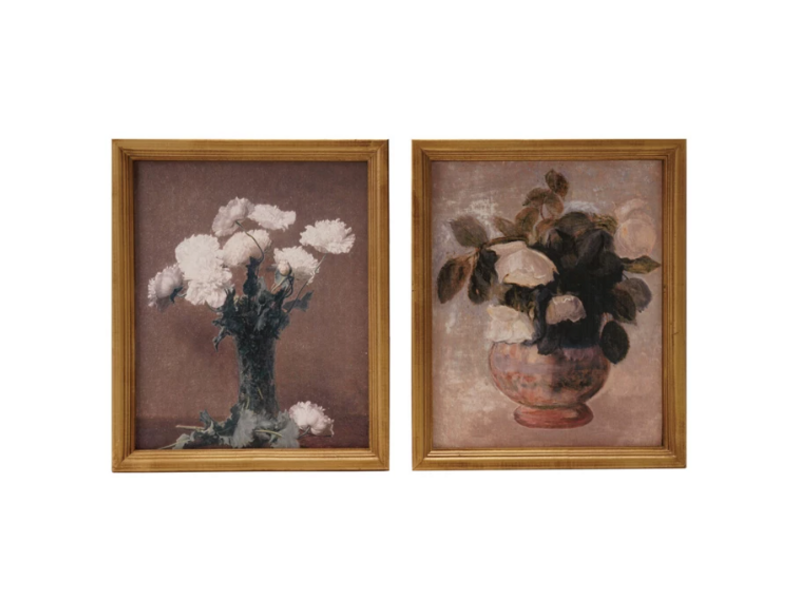 Creative Co-OP Wood Framed Vintage Reproduction Wall Décor, 2 Styles