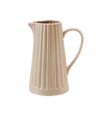 Creative Co-OP Stoneware Ribbed Pitcher, Reactive Glaze, Cream Color 40 oz.