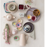 Creative Co-OP Stoneware Ribbed Pitcher, Reactive Glaze, Cream Color 40 oz.