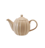 Creative Co-OP Stoneware Ribbed Teapot, Reactive Glaze, Cream Color  34 ozl