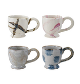 Creative Co-OP Stoneware Footed Mug w/ Splatter, Reactive Glaze, 4 Assorted Styles, 14 oz.