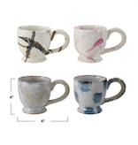 Creative Co-OP Stoneware Footed Mug w/ Splatter, Reactive Glaze, 4 Assorted Styles, 14 oz.