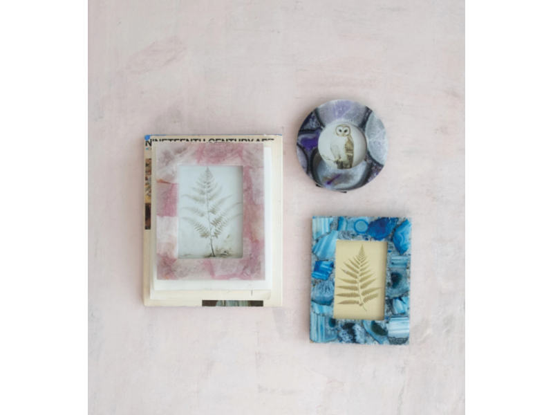 Creative Co-OP Agate Photo Frame, Pink 5x7