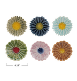 Creative Co-OP Stoneware Flower Shaped Plate, Reactive Glaze, 6 Assorted Colors