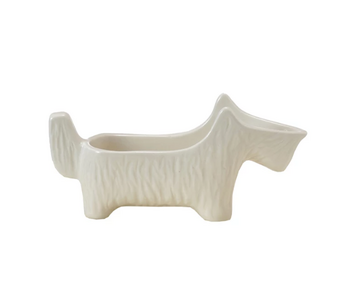 Stoneware Scottie Dog Shaped Dish/Spoon Holder, White