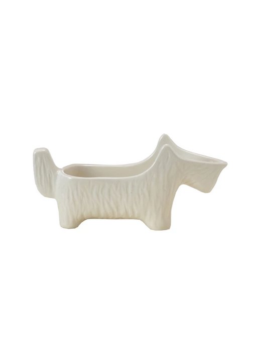 Stoneware Scottie Dog Shaped Dish/Spoon Holder, White