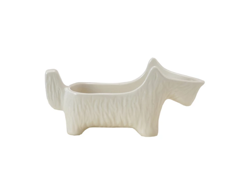 Creative Co-OP Stoneware Scottie Dog Shaped Dish/Spoon Holder, White