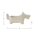 Creative Co-OP Stoneware Scottie Dog Shaped Dish/Spoon Holder, White