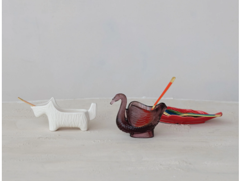 Creative Co-OP Stoneware Scottie Dog Shaped Dish/Spoon Holder, White