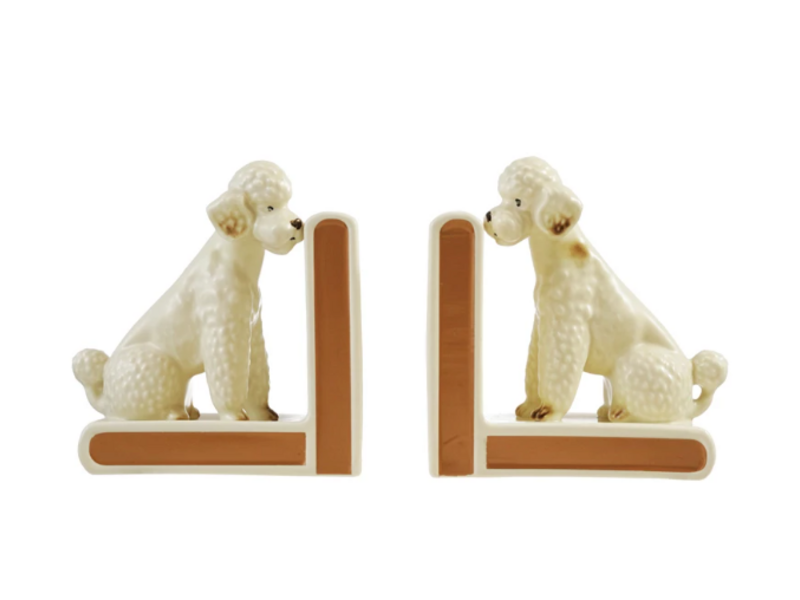 Creative Co-OP Hand-Painted Stoneware Vintage Reproduction Poodle Shaped Bookends, Set of 2