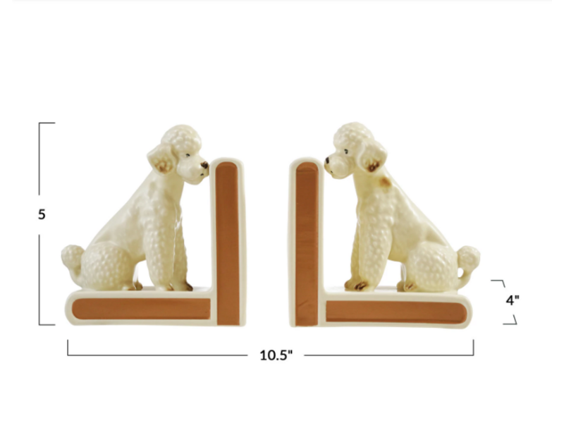 Creative Co-OP Hand-Painted Stoneware Vintage Reproduction Poodle Shaped Bookends, Set of 2