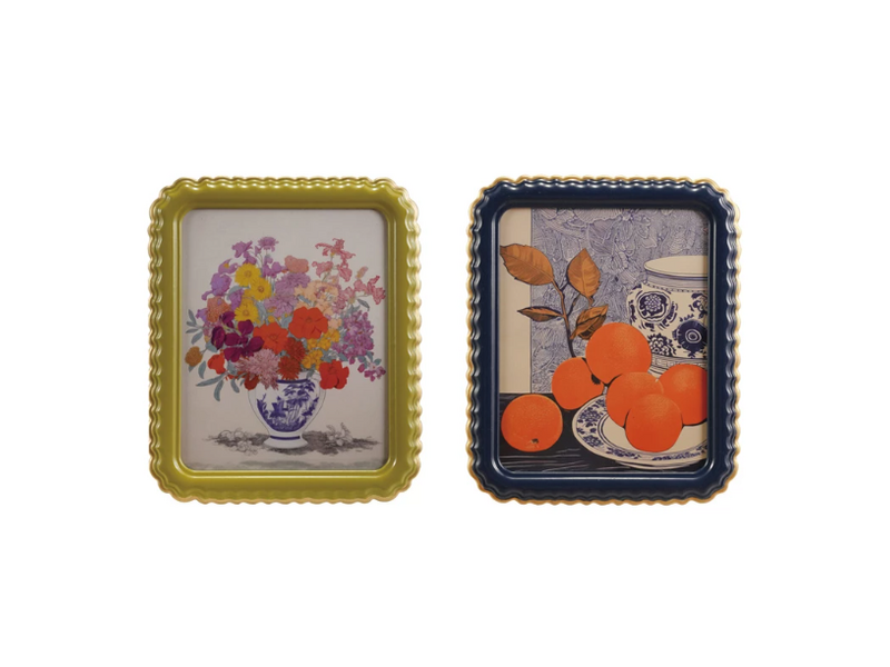 Creative Co-OP Scalloped Photo Frame w/ Gold Finish Edge, 8x10, 2 Assorted Colors