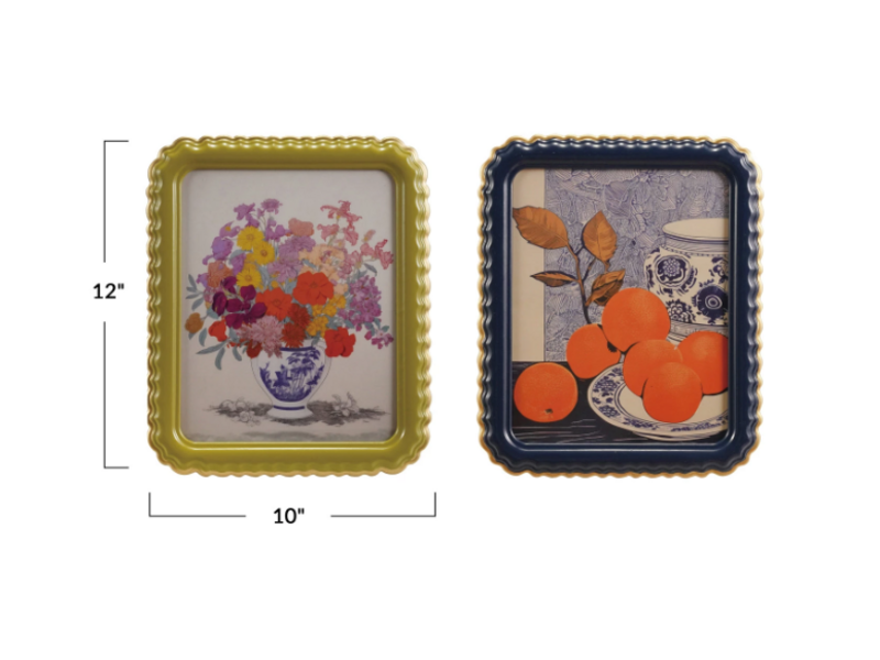 Creative Co-OP Scalloped Photo Frame w/ Gold Finish Edge, 8x10, 2 Assorted Colors