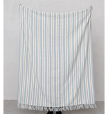Creative Co-OP Woven Recycled Cotton Blend Striped Throw w/ Fringe, 60"x50"
