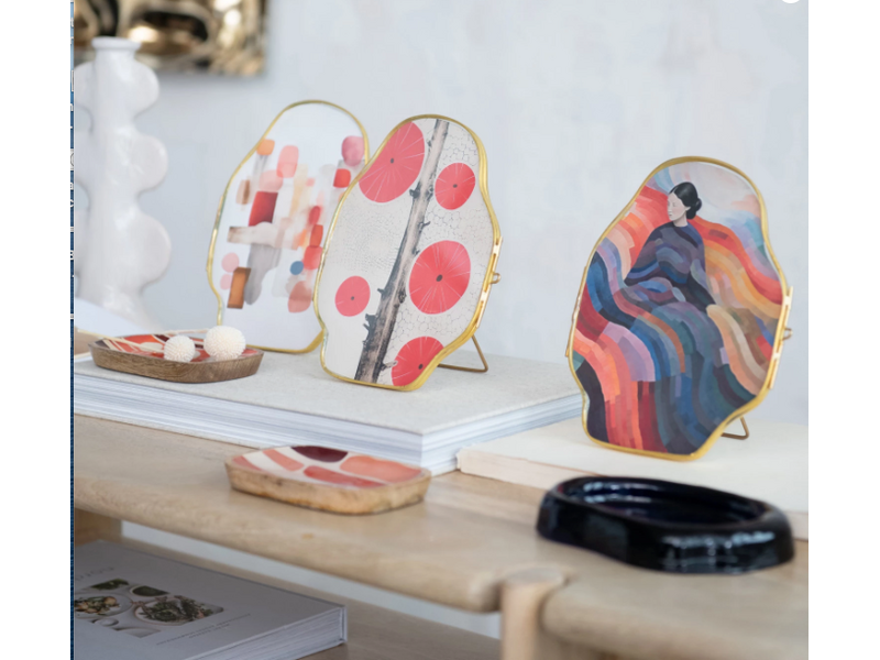 Creative Co-OP Brass & Glass Framed Standing Art/Photo Frame, 4 Styles