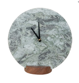 Creative Co-OP Marble Clock w/ Acacia Wood Base