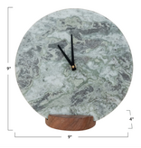 Creative Co-OP Marble Clock w/ Acacia Wood Base