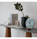 Creative Co-OP Marble Clock w/ Acacia Wood Base