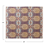 Creative Co-OP Cotton Slub Printed Throw w/ Tibetan Tigers Pattern & Fringe