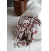 Creative Co-OP Woven Recycled Cotton Blend Jacquard Throw w/ Abstract Pattern & Fringe, Natural & Brown