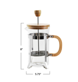Creative Co-OP Glass & Stainless Steel French Press w/ Bamboo Lid & Handle, 20 oz.