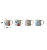 Creative Co-OP Stoneware Mug w/ Flowers, 4 Assorted Styles, 14 oz.