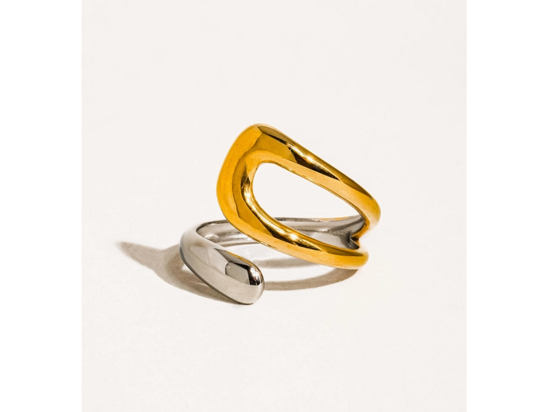 MAIQ Accessories Vill 18K Gold Non-Tarnish Two Toned Ring