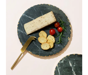 Round Black Marble Tray w/ Gold Edge
