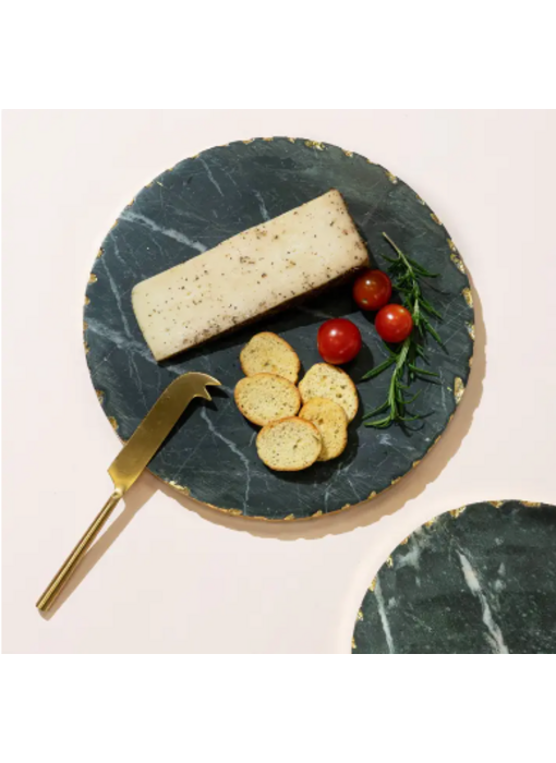 Round Black Marble Tray w/ Gold Edge