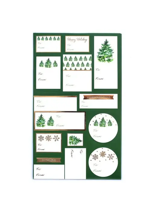 Green Trees Holiday Gift Labels