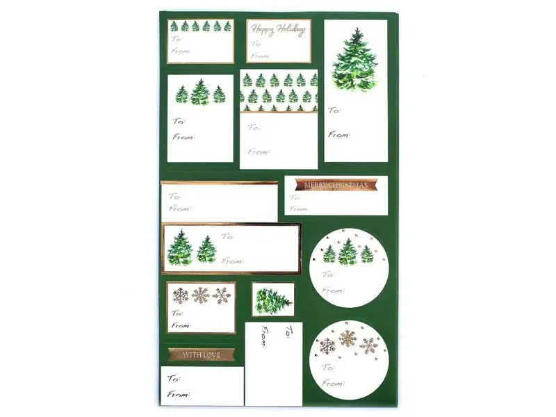 Graphique De France Green Trees Holiday Gift Labels