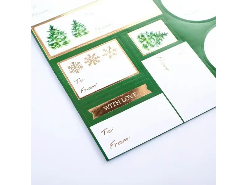 Graphique De France Green Trees Holiday Gift Labels