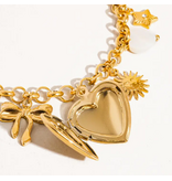 MAIQ Accessories Eydn 18K Non-Tarnish Heart Locket Charm Bracelet