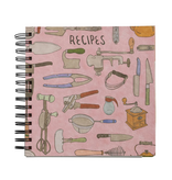 Creative Co-OP Spiral Bound Paper Recipes Journal w/ Kitchen Utensils/Tools Pattern