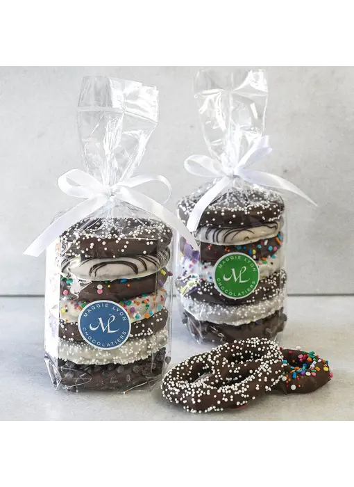 7pc Milk and White Chocolate Pretzels - Assorted Decorations