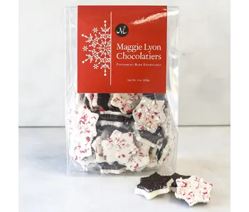 9oz Dark and White Chocolate Peppermint Bark Snowflakes