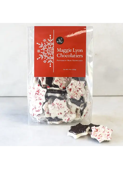9oz Dark and White Chocolate Peppermint Bark Snowflakes