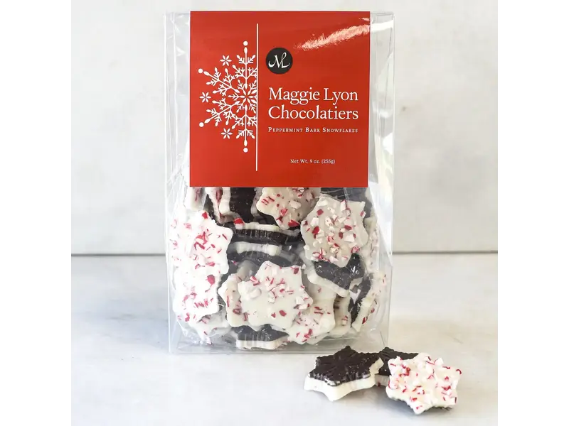 Maggie Lyons Chocolatiers 9oz Dark and White Chocolate Peppermint Bark Snowflakes