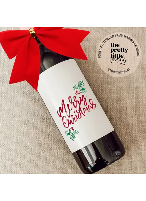 Holiday Wine Label, Christmas Gift, Christmas Holly