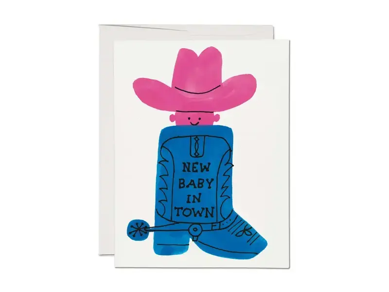 Red Cap Cards Boot Baby Greeting Card