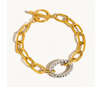 Henriette 18K Gold Non-Tarnish Two Tone Bold Chain Bracelet