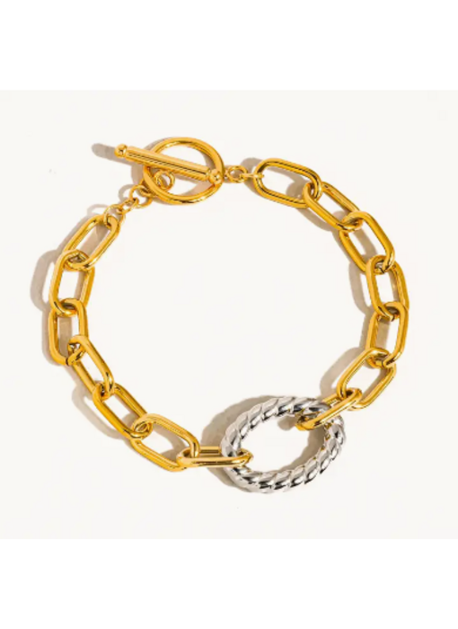 Henriette 18K Gold Non-Tarnish Two Tone Bold Chain Bracelet