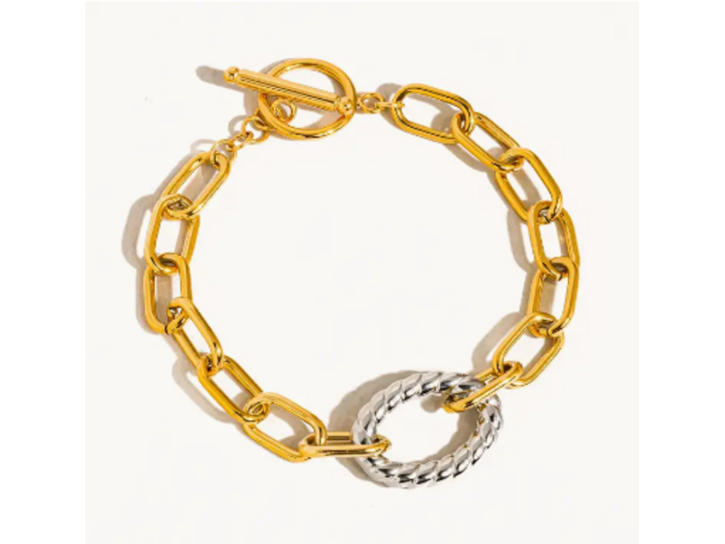 MAIQ Accessories Henriette 18K Gold Non-Tarnish Two Tone Bold Chain Bracelet