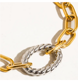 MAIQ Accessories Henriette 18K Gold Non-Tarnish Two Tone Bold Chain Bracelet
