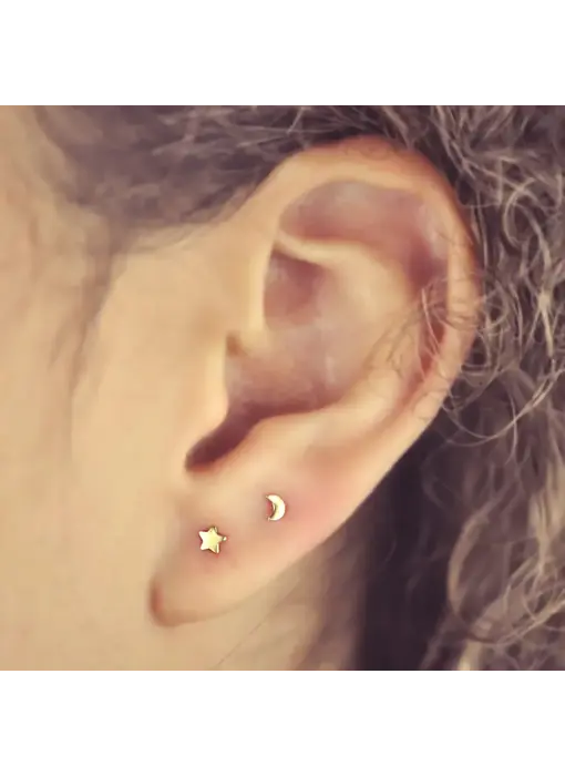 Tiny Moon * Studs, Gold Vermeil
