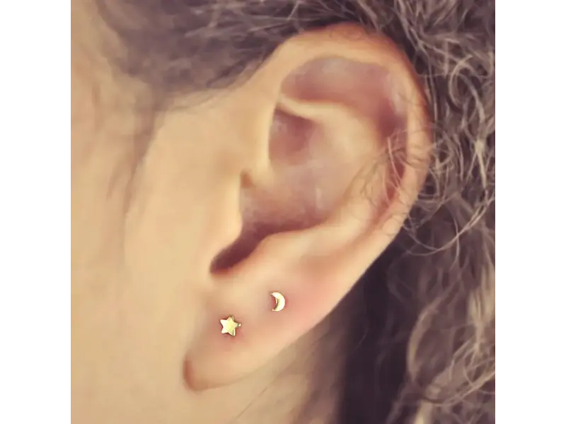 Ofina Jewelry Tiny Moon * Studs, Gold Vermeil