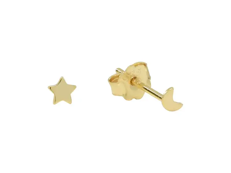 Ofina Jewelry Tiny Moon * Studs, Gold Vermeil